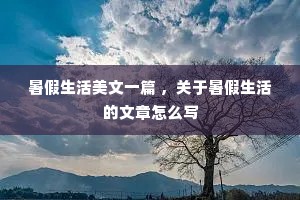 暑假生活美文一篇 ，关于暑假生活的文章怎么写