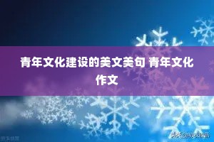 青年文化建设的美文美句 青年文化作文