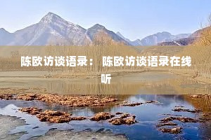 陈欧访谈语录： 陈欧访谈语录在线听