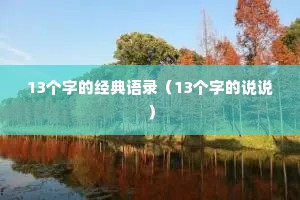 13个字的经典语录（13个字的说说）