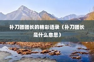 补刀团团长的精彩语录（补刀团长是什么意思）