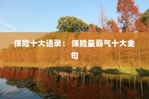 保险十大语录： 保险最霸气十大金句