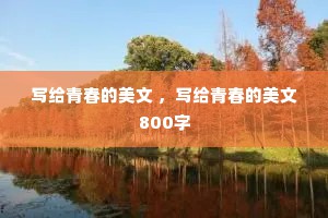 写给青春的美文 ，写给青春的美文800字