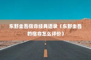 东野圭吾宿命经典语录（东野圭吾的宿命怎么评价）