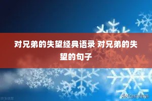 对兄弟的失望经典语录 对兄弟的失望的句子