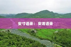 安寸语录： 安溥语录