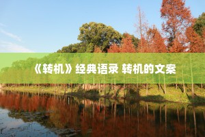 《转机》经典语录 转机的文案